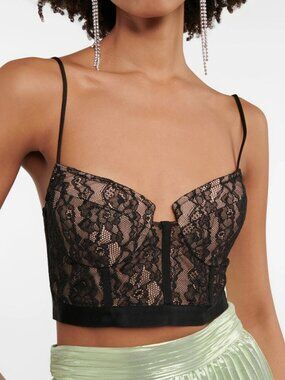 Jonathan Simkhai Shirley Black Lace Bustier Top NWT Size S